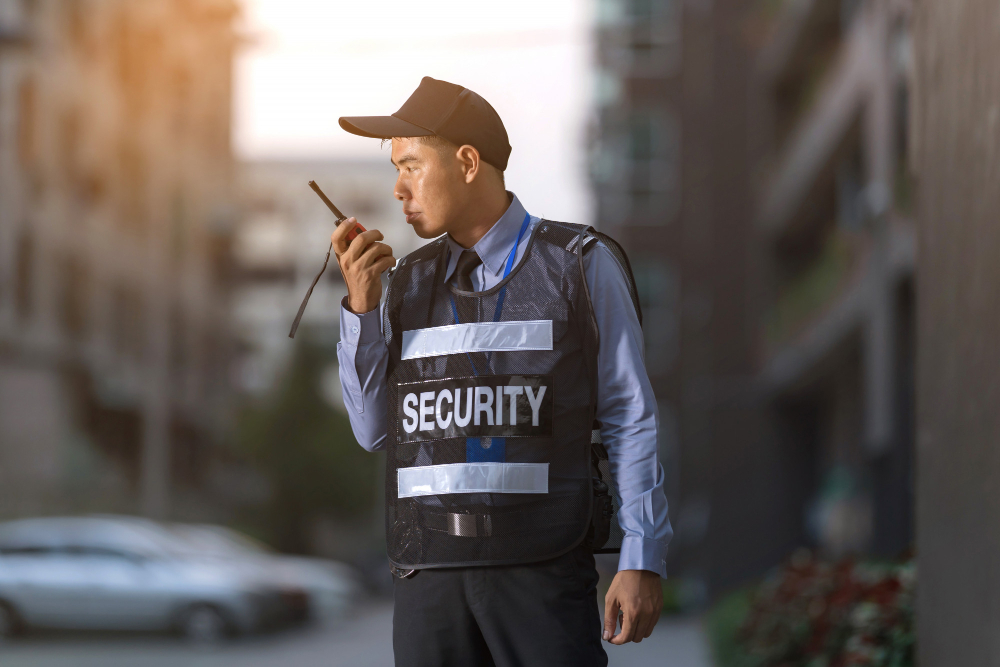 security-man-standing-outdoors-using-portable-radio